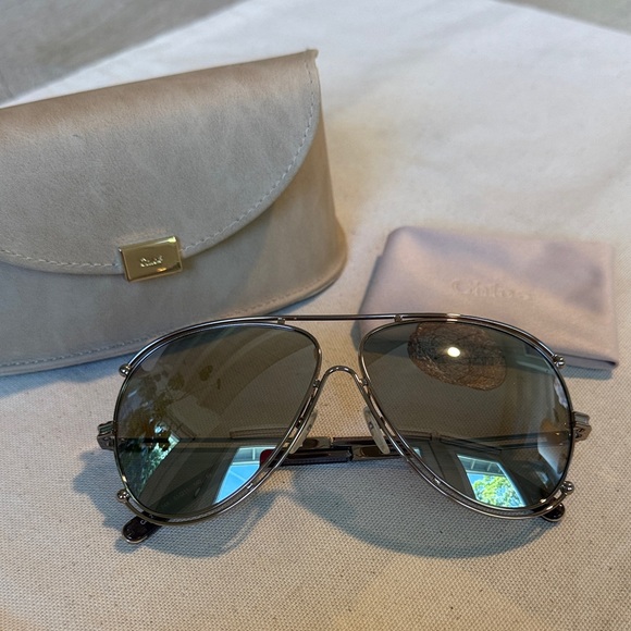 CHLOE Isadora Aviator Sunglasses in Silver EUC - Picture 4 of 11